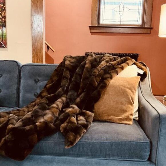 Hotel du Cobb Quilted Faux Fur Throw by Dennis Basso - Picture 2 of 2